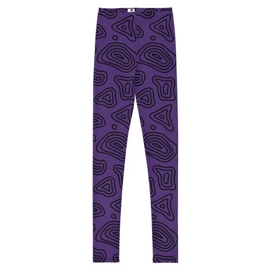 Purple 'n' Black Abstract Youth Leggings