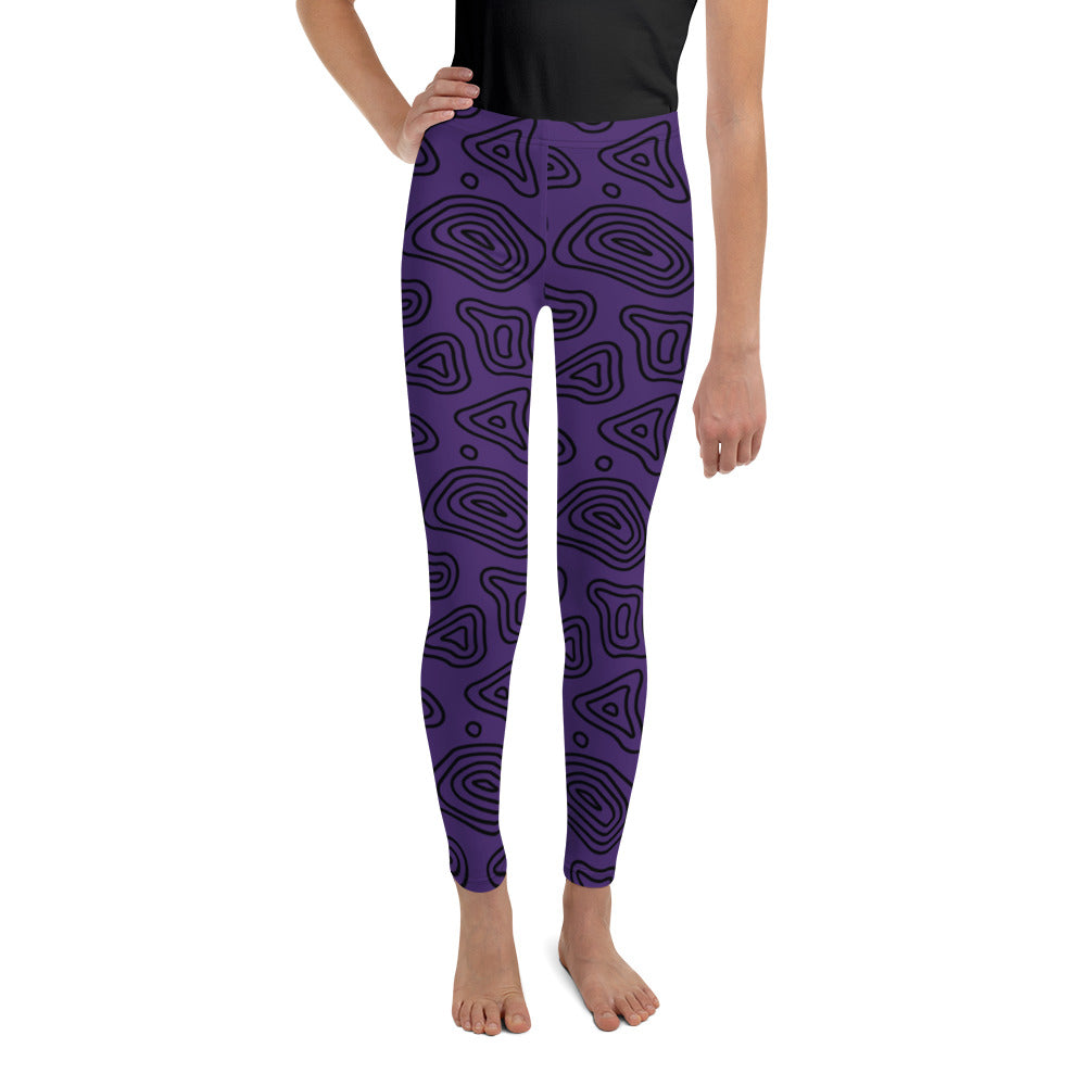 Purple 'n' Black Abstract Youth Leggings