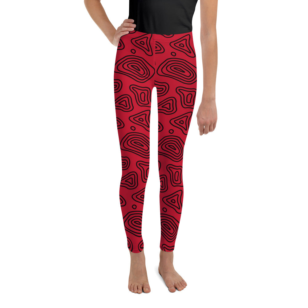 Red 'n' Black Abstract Youth Leggings