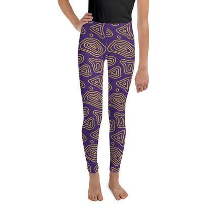 Purple 'n' Gold Abstract Youth Leggings